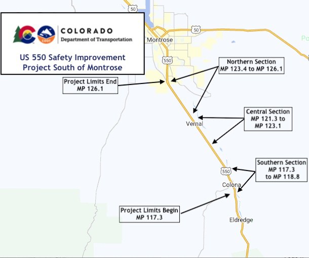 US 550 Safety Improvement Project Location Map