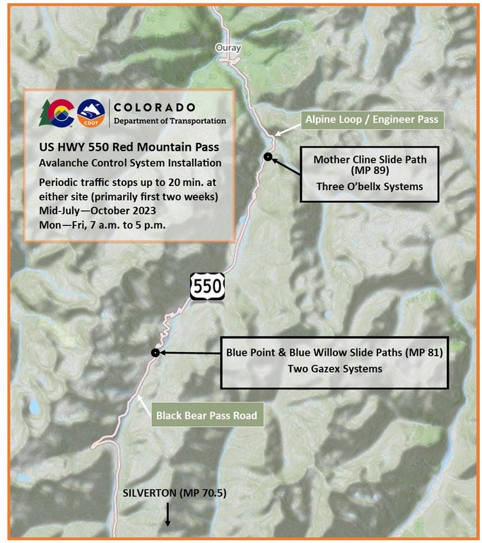 US 550 Avalanche Control System Map