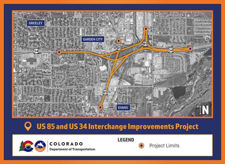 US 85 & US 34 Interchange Project Location Map