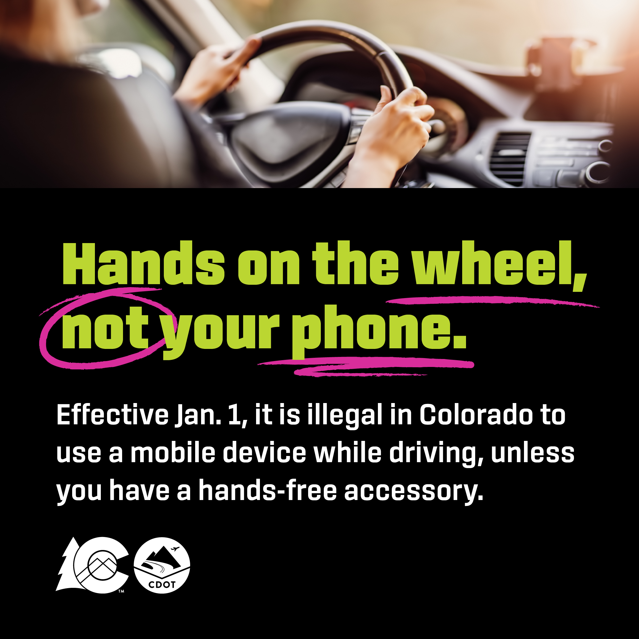 Hands on the wheel - not your phone detail image