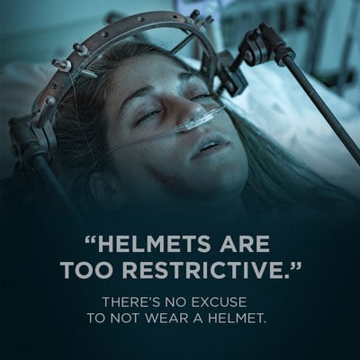 Helmets are too restrictive. There is no excuse to not wear a helmet.