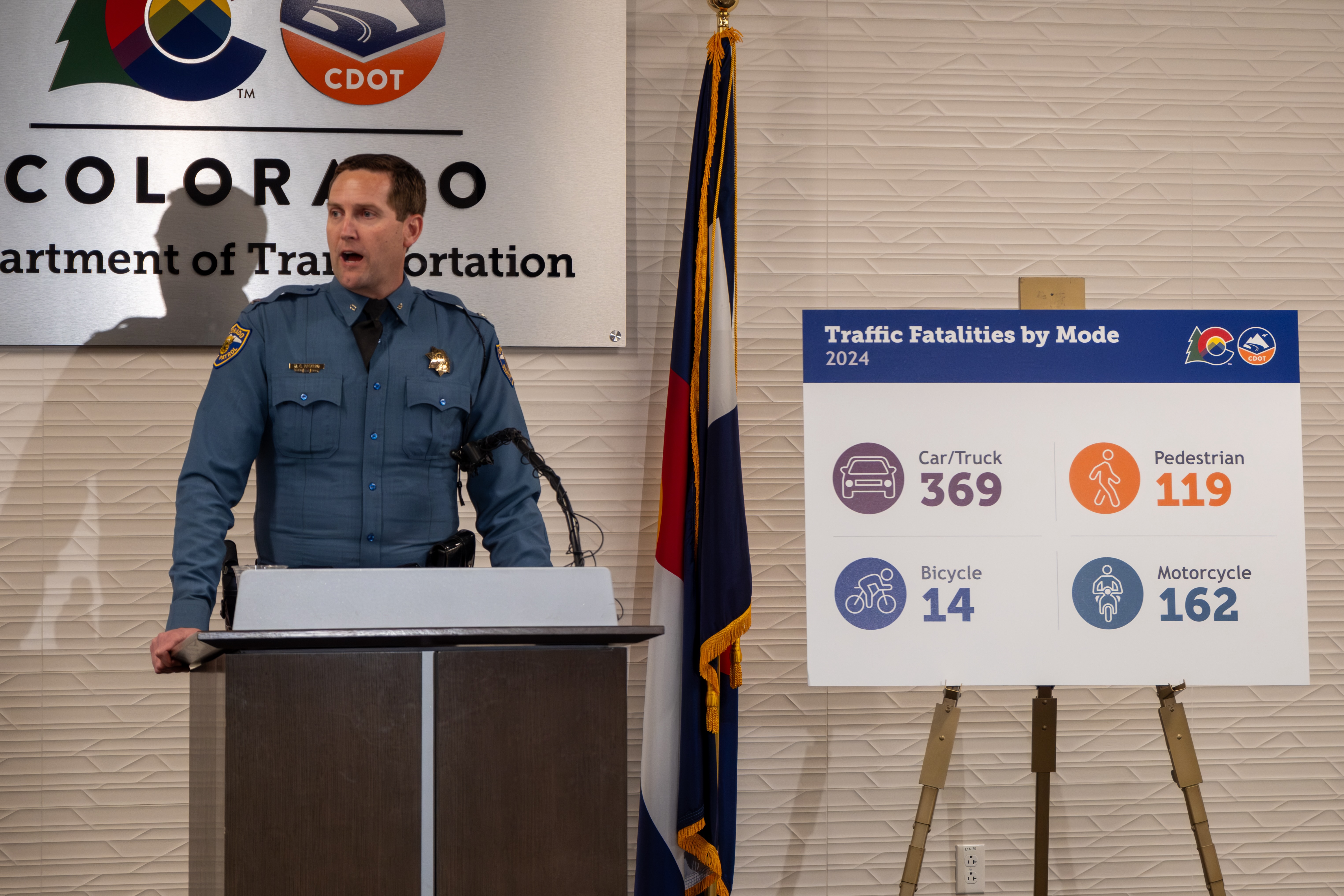 Chief of the Colorado State Patrol Colonel Matthew Packard - 2025 Fatalities Press Conference detail image