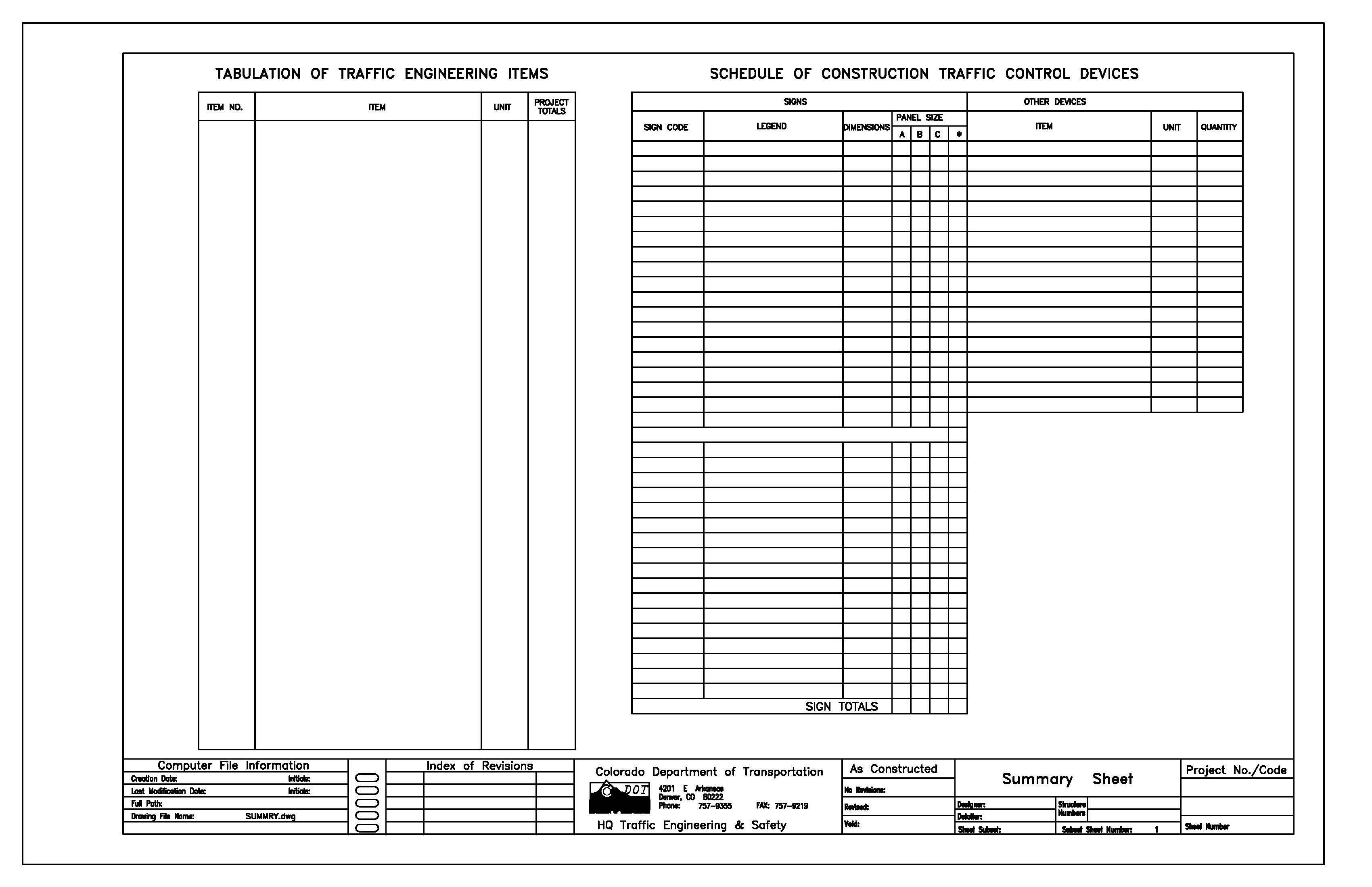 Summary Sheet