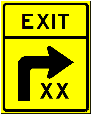 W13-50b Exit 90 Arrow with XX