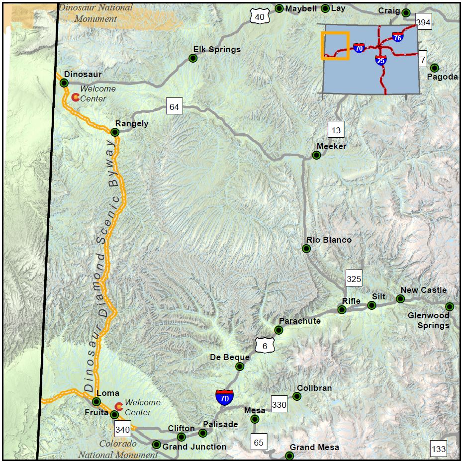 Dinosaur Diamond Scenic Byway map