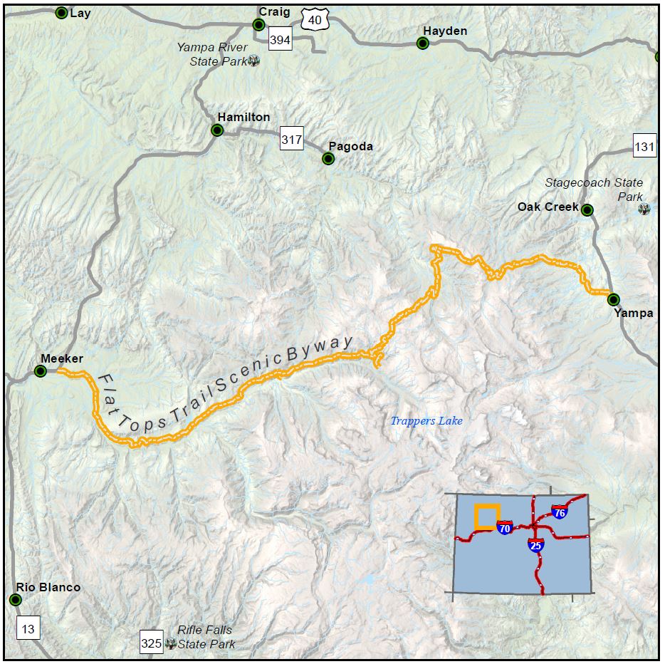 Flat Tops Trail Scenic Byway map
