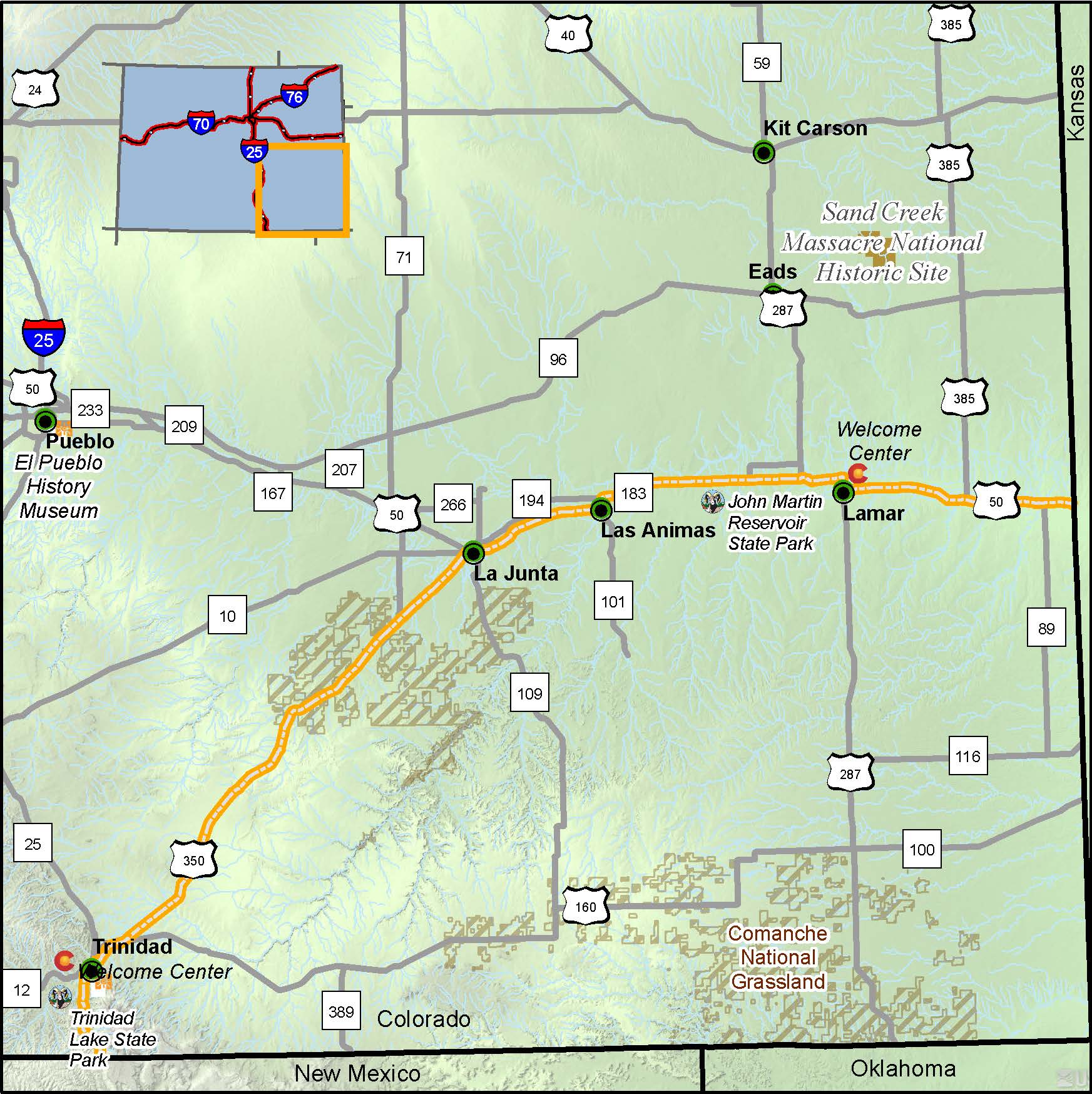 Santa Fe Trail Scenic Byway map
